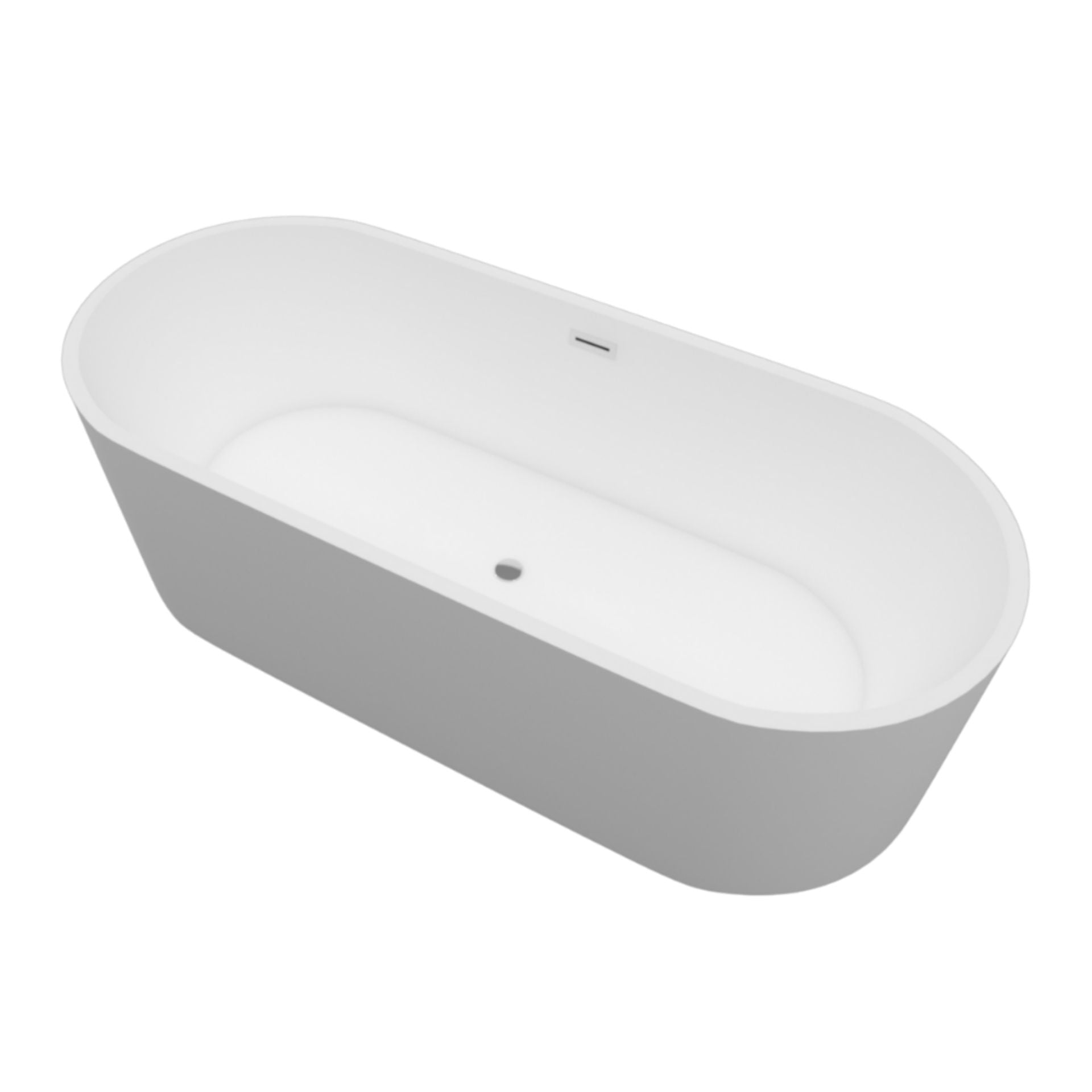 Baignoire autoportante îlot en pierre solide (Solid Stone) RELAX -(170X70X52CM) Blanc