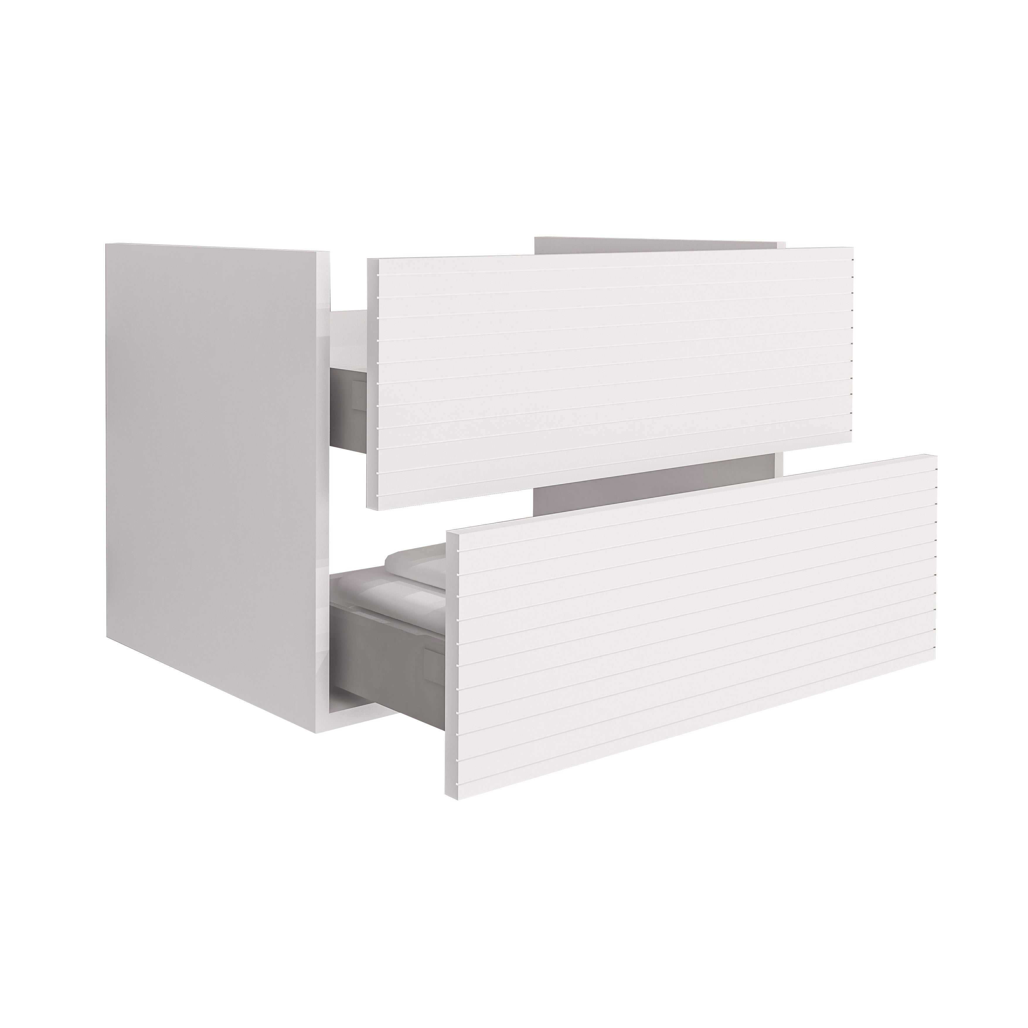 Elite Meuble Bas Avec Relief Horizontal 80cm Bois Clair - Blanc Mat