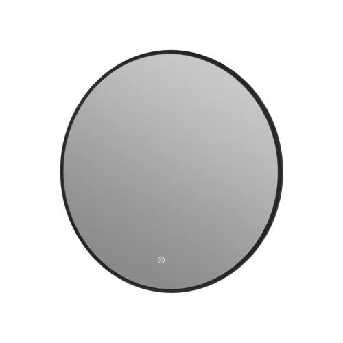 Aloni Miroir de  salle de bain rond Omega noir mat avec chauffage Ø80cm