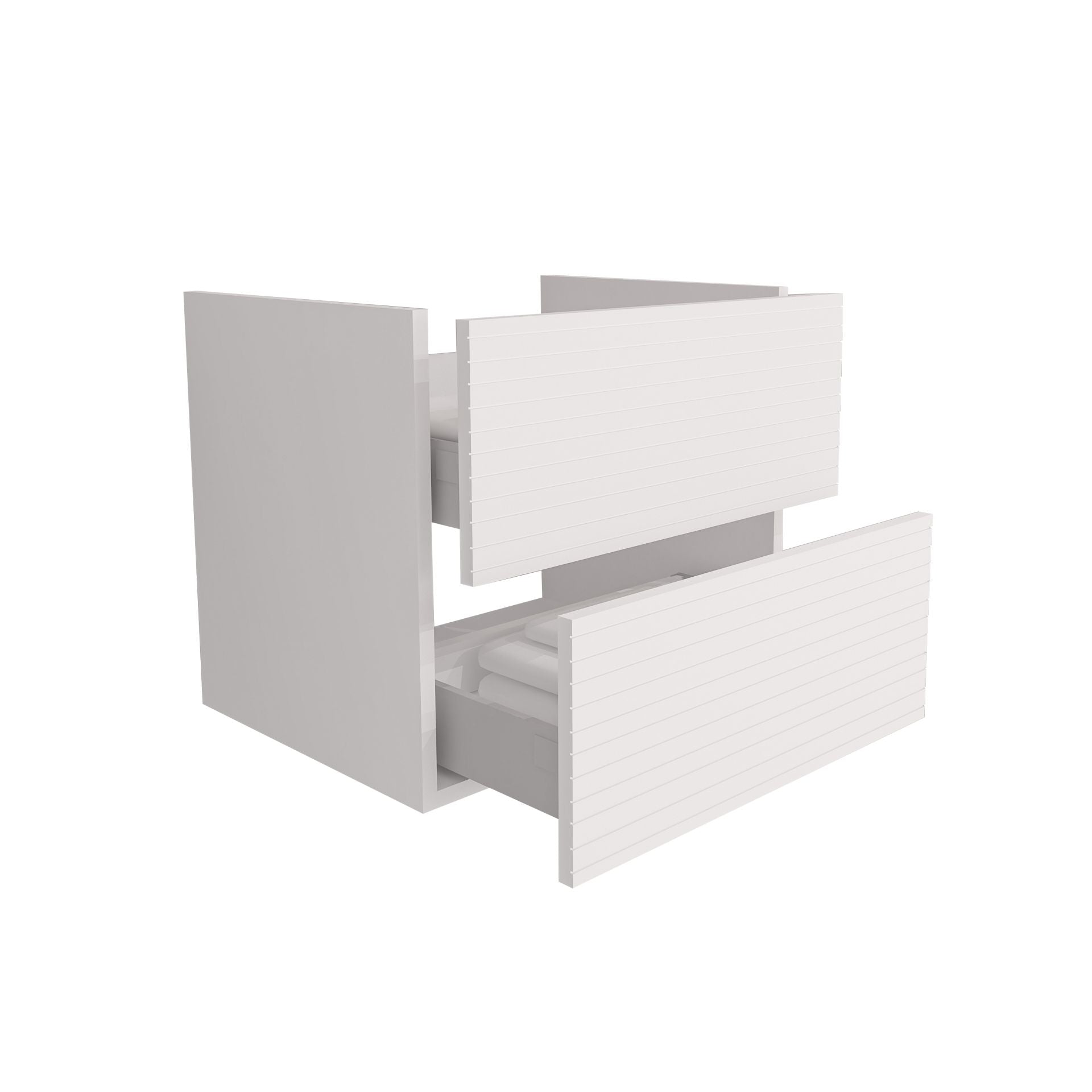 Elite Meuble Bas Avec Relief Horizontal 60cm Blanc Mat - Bois Clair