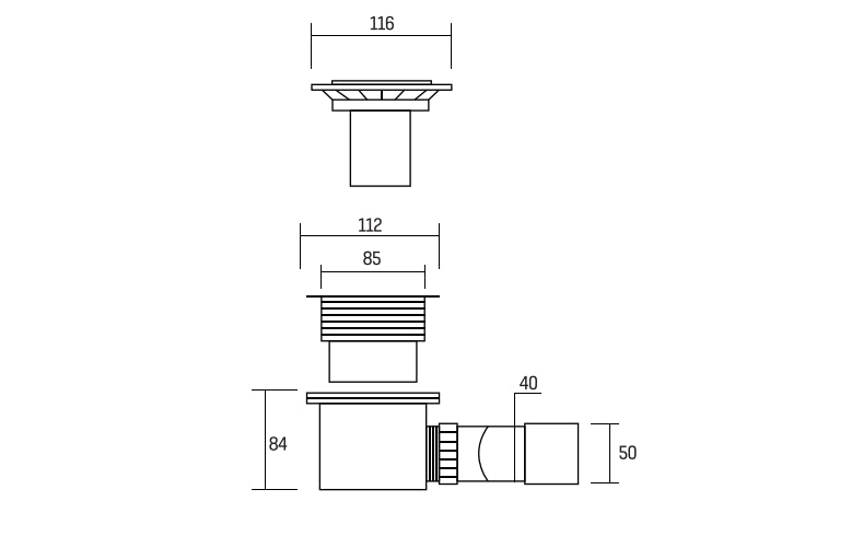 SIPHON DE DOUCHE 90CM-Ø50CM CHROMÉ