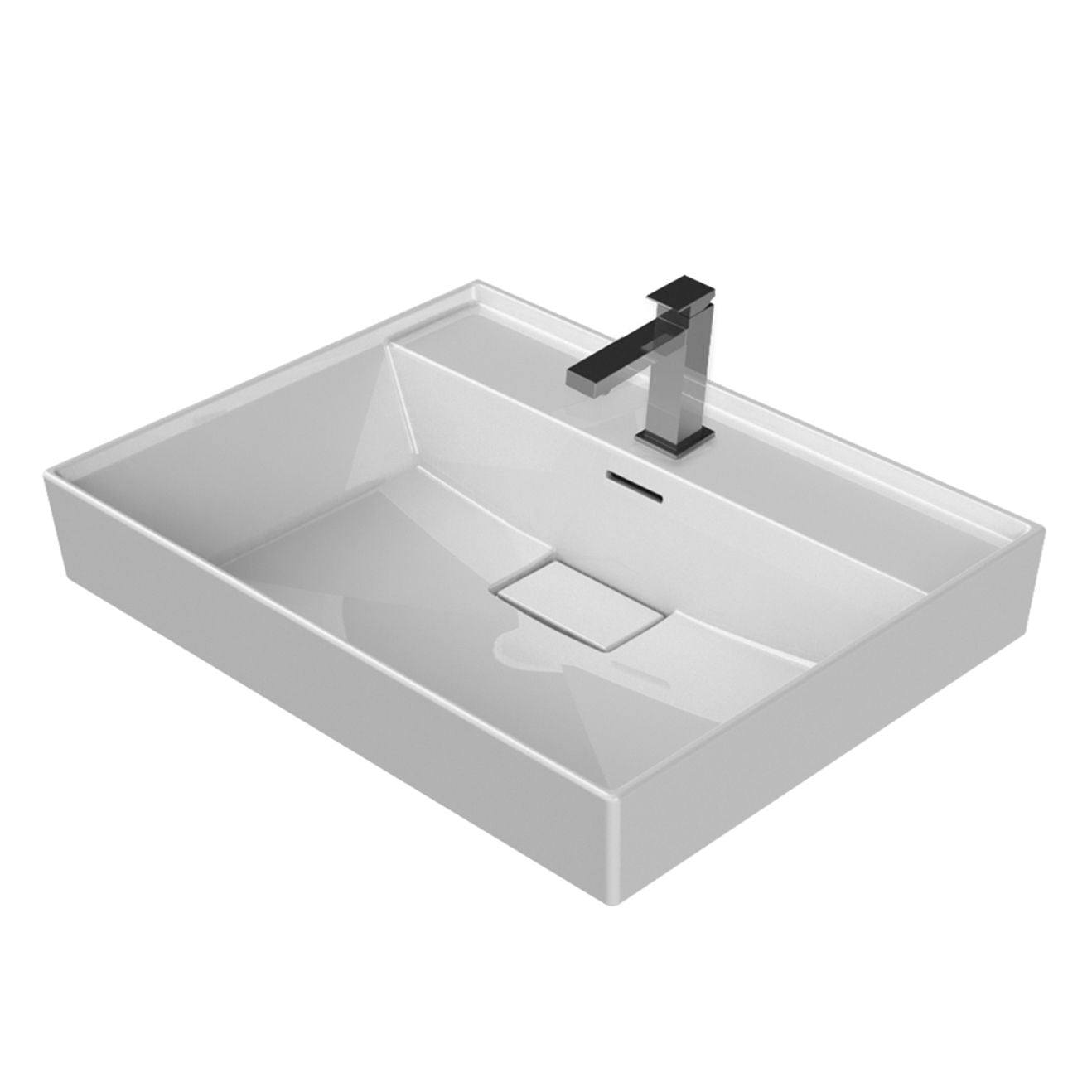 Aloni Sharp Lavabo En Céramique 100x48x10cm Blanc