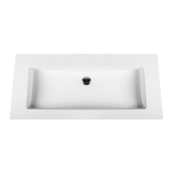 Aloni Solid Surface Lavabo Sans Trou de Robinet 100cm - Blanc