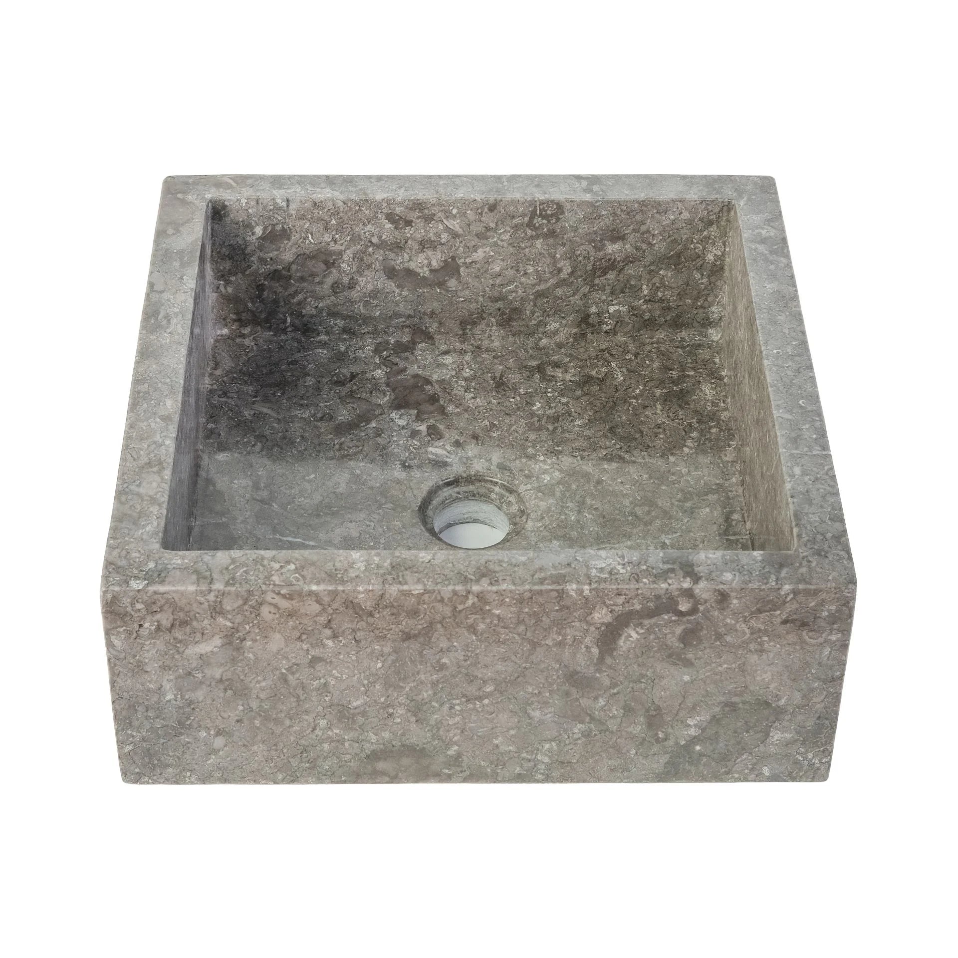 Aloni Lavabo Carré Entièrement Polie 40X40X15cm - Marbre noir - Marbre Gris