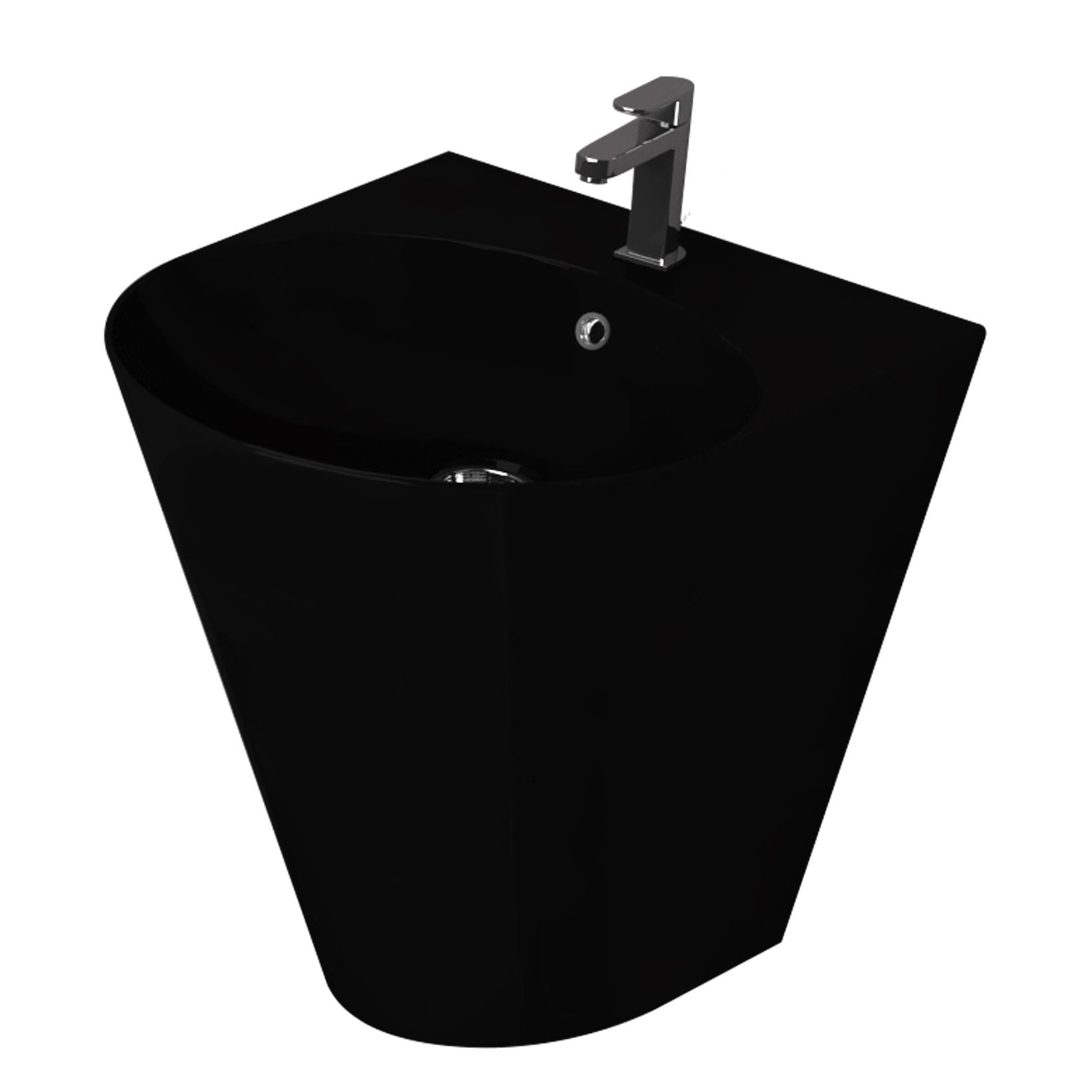 Iglo Lavabo En Céramique Avec Trou Pour Robinet - Noir Mat