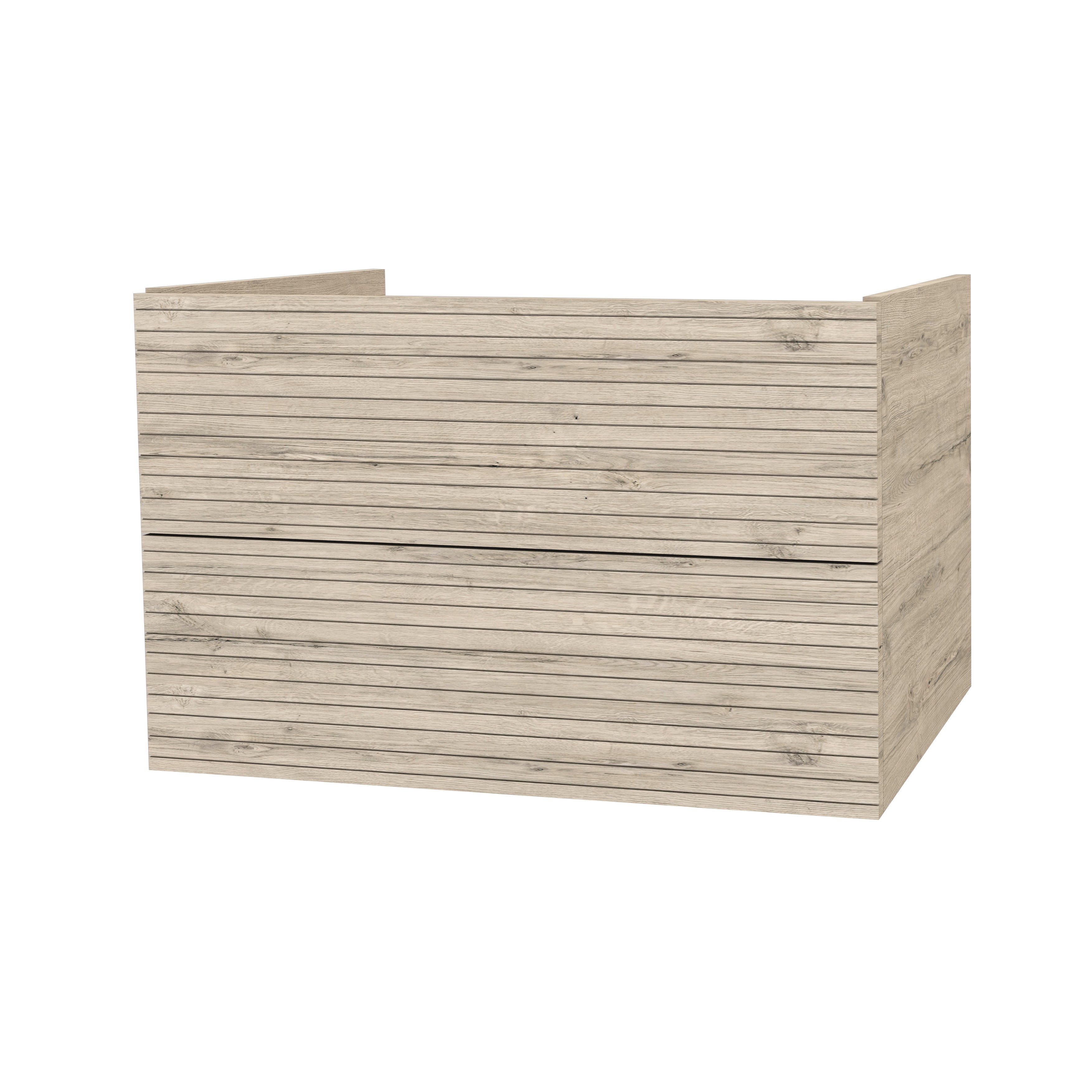 Elite Meuble Bas Avec Relief Horizontal 80cm Bois Clair - Blanc Mat