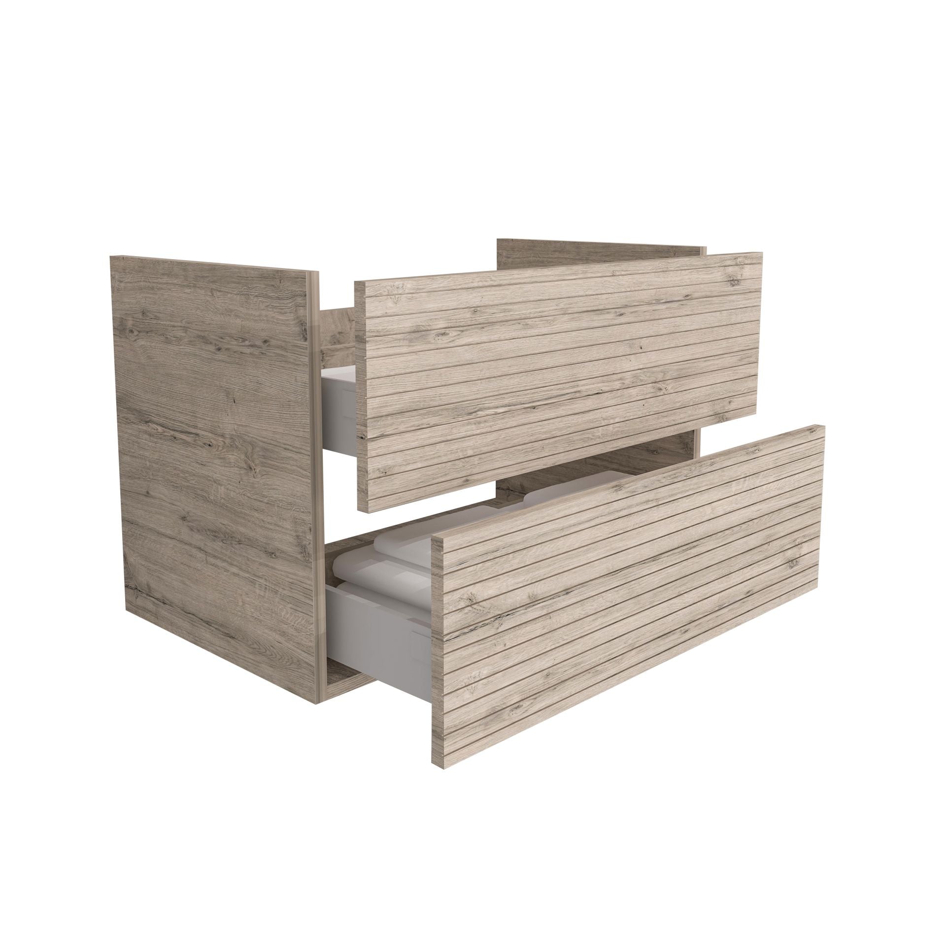 Elite Meuble Bas Avec Relief Horizontal 80cm Bois Clair - Blanc Mat