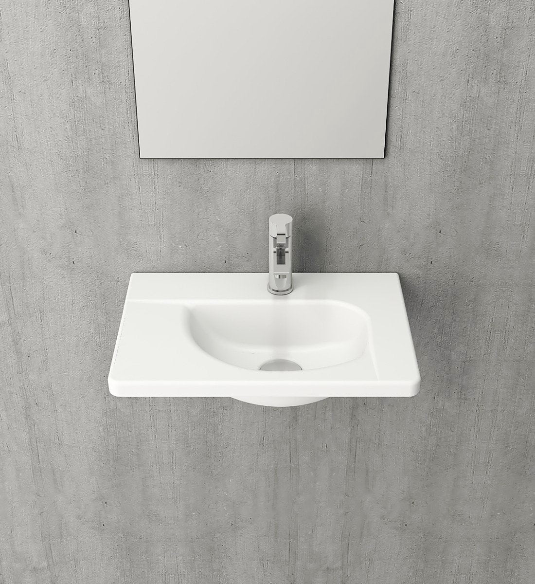 Creavit Bocchi Taormina Lavabo Design Avec Trou De Robinet 44X31cm Blanc Mat - Gris Mat