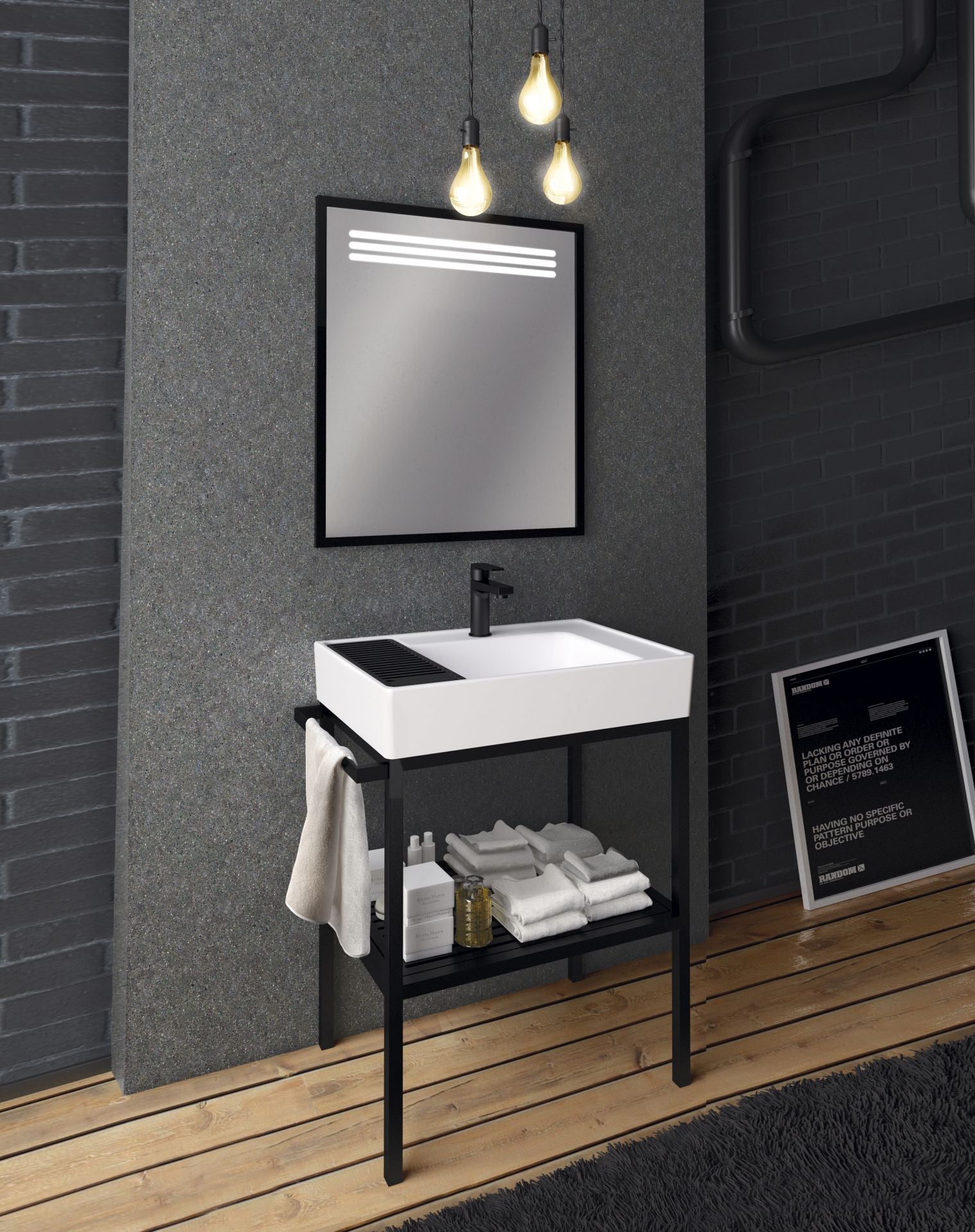 Creavit Arya Miroir Avec Cadre - Noir Mat