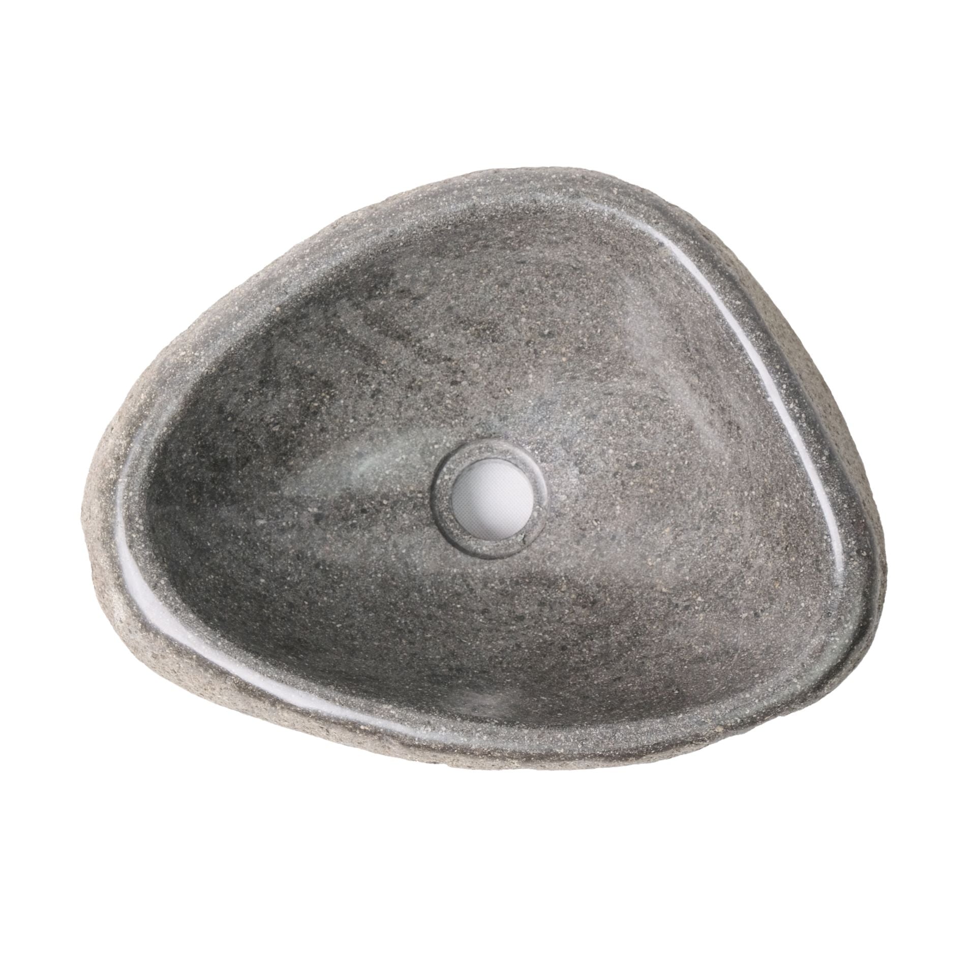 Vasque Ronde En Pierre De Rivière Naturelle a Bord fin - Gris  30-35X15X1,5cm