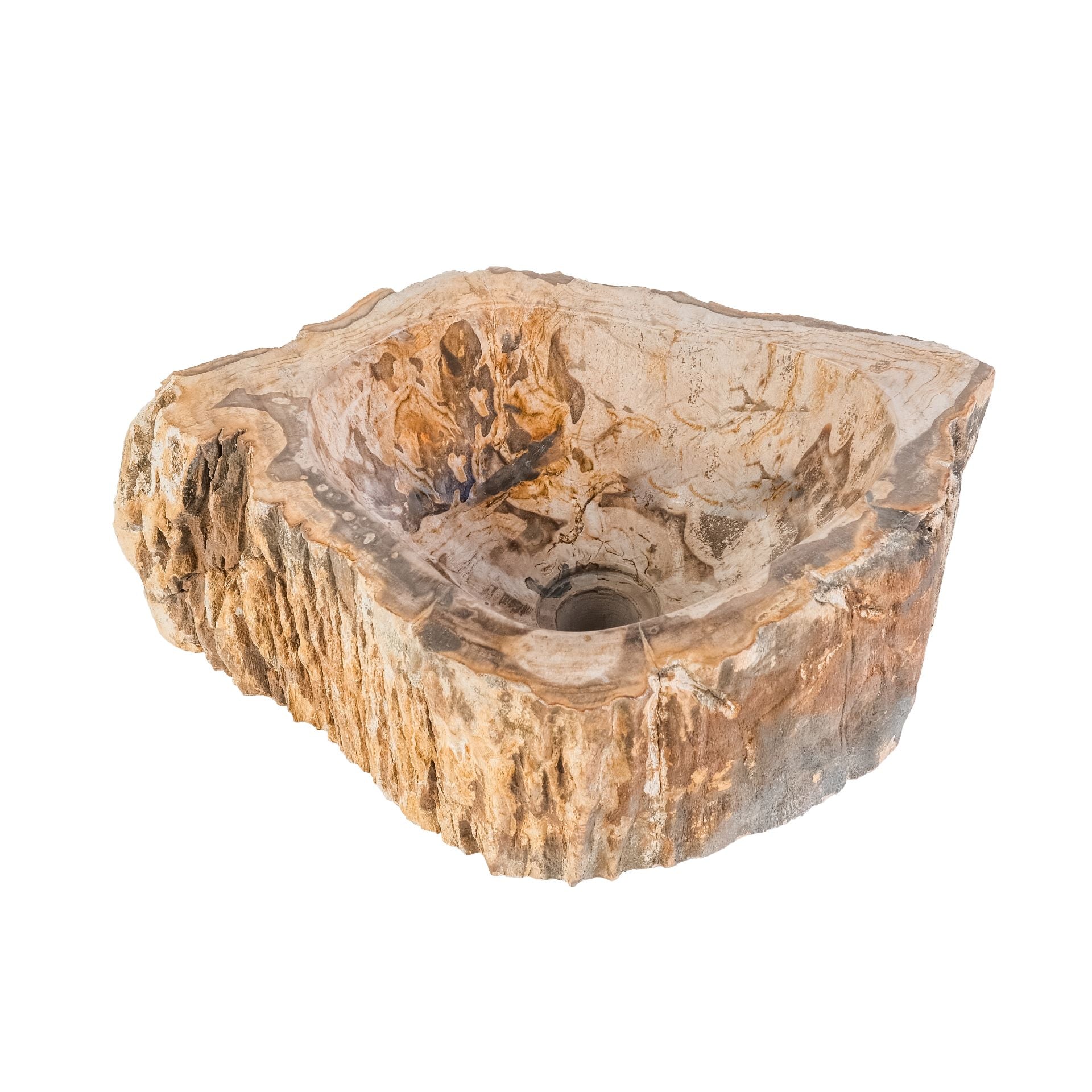 Lavabo En Bois Fossilisé 30-35x15cm