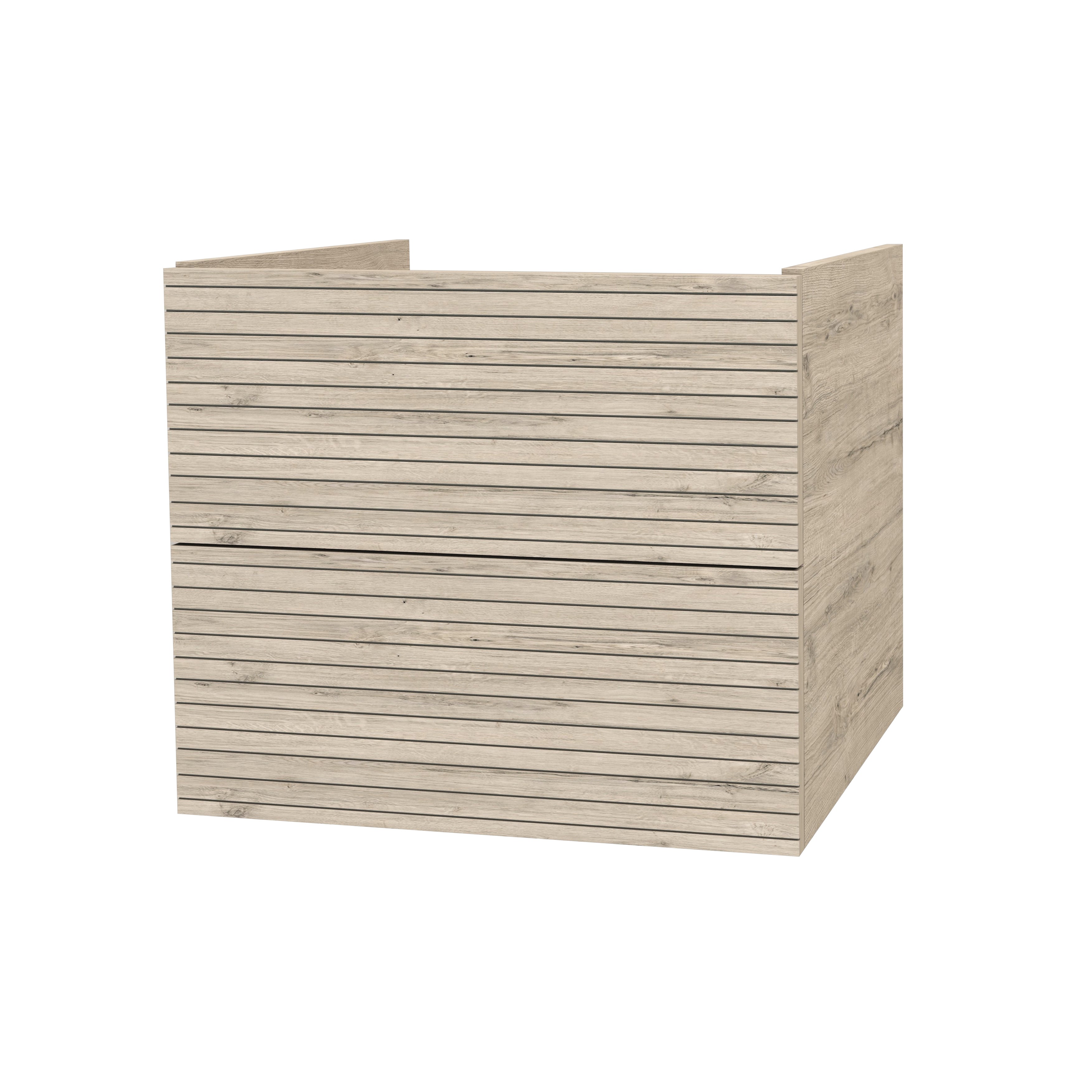 Elite Meuble Bas Avec Relief Horizontal 60cm Blanc Mat - Bois Clair