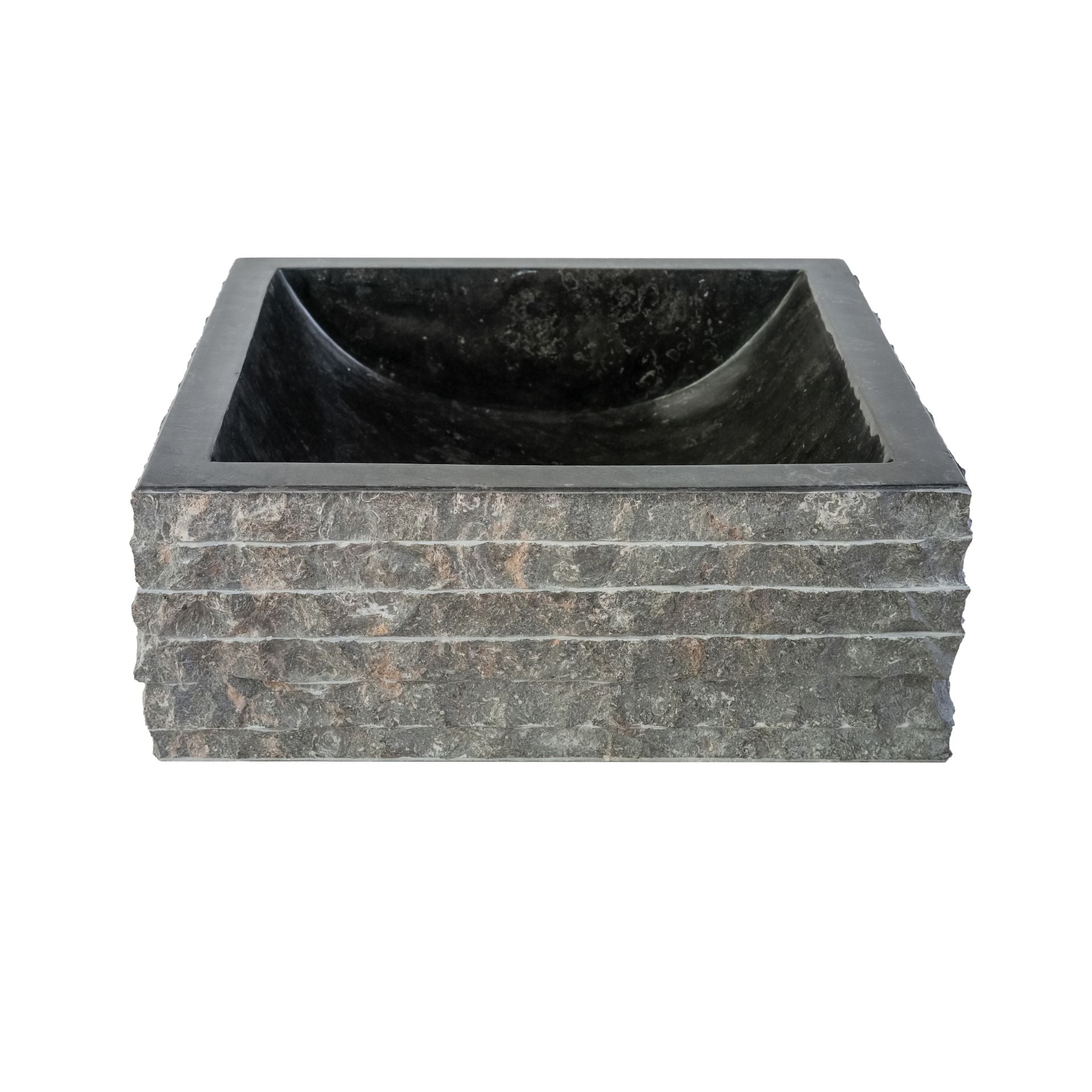 Aloni Lavabo Vasque Carré Alur En forme De Tube 40X40X15cm Créme- Noir