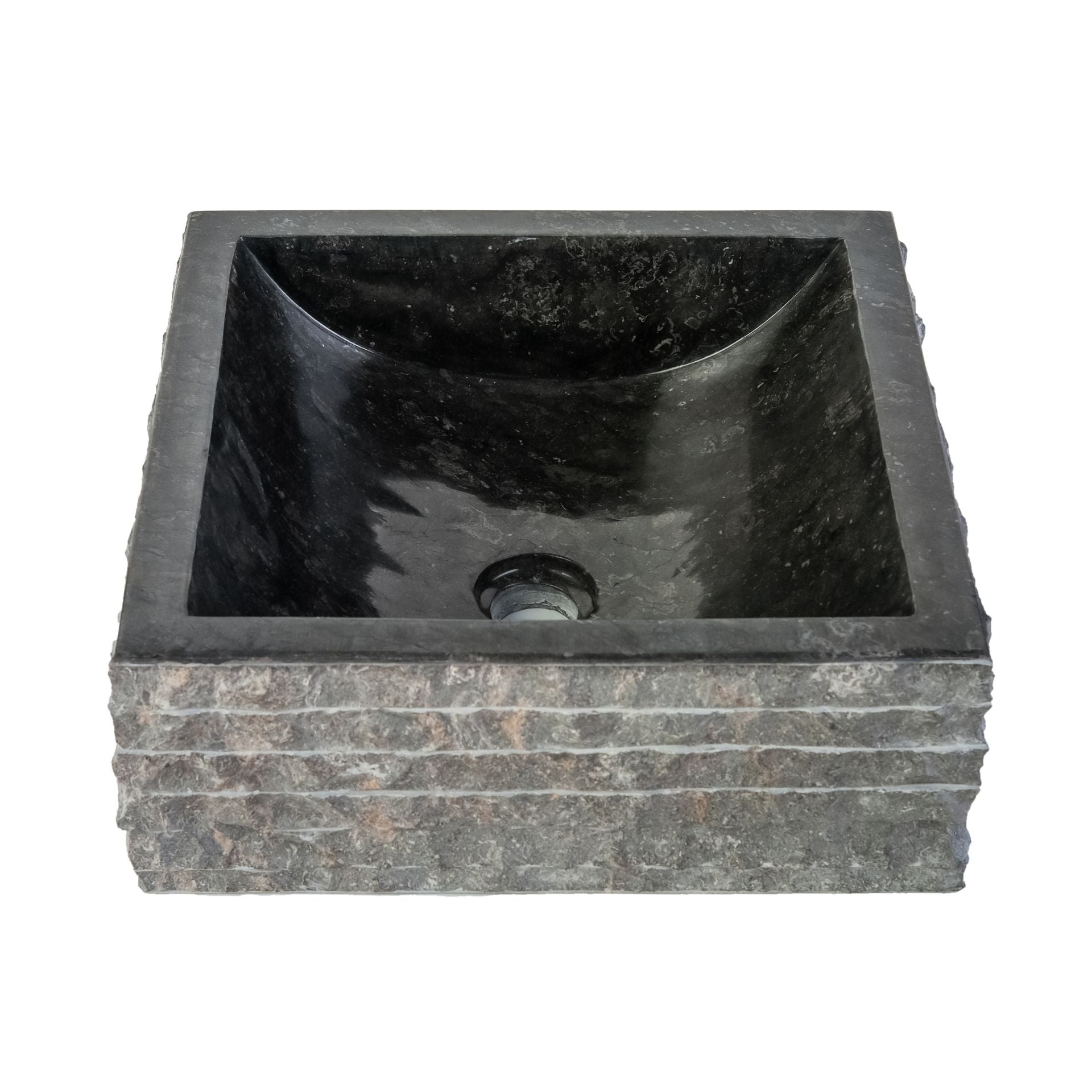 Aloni Lavabo Vasque Carré Alur En forme De Tube 40X40X15cm Créme- Noir