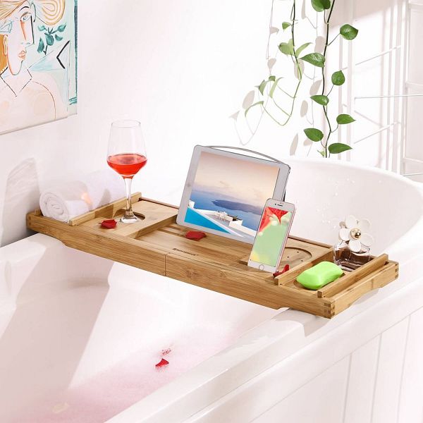 SONGMICS étagère de bain bambou 109 cm, BCB88Y