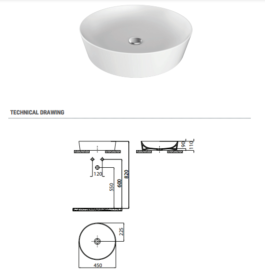 Lavabo Ultra 45cm - BLANC