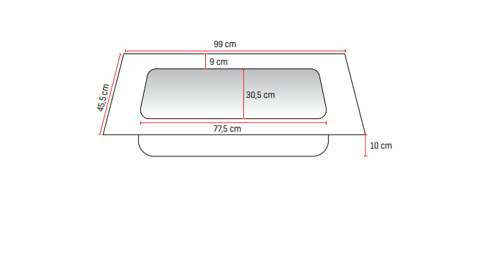 Aloni Solid Surface Lavabo Sans Trou de Robinet 100cm - Blanc