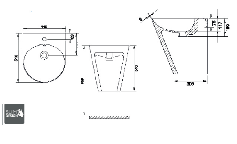 Iglo Lavabo En Céramique Avec Trou Pour Robinet - Blanc Mat