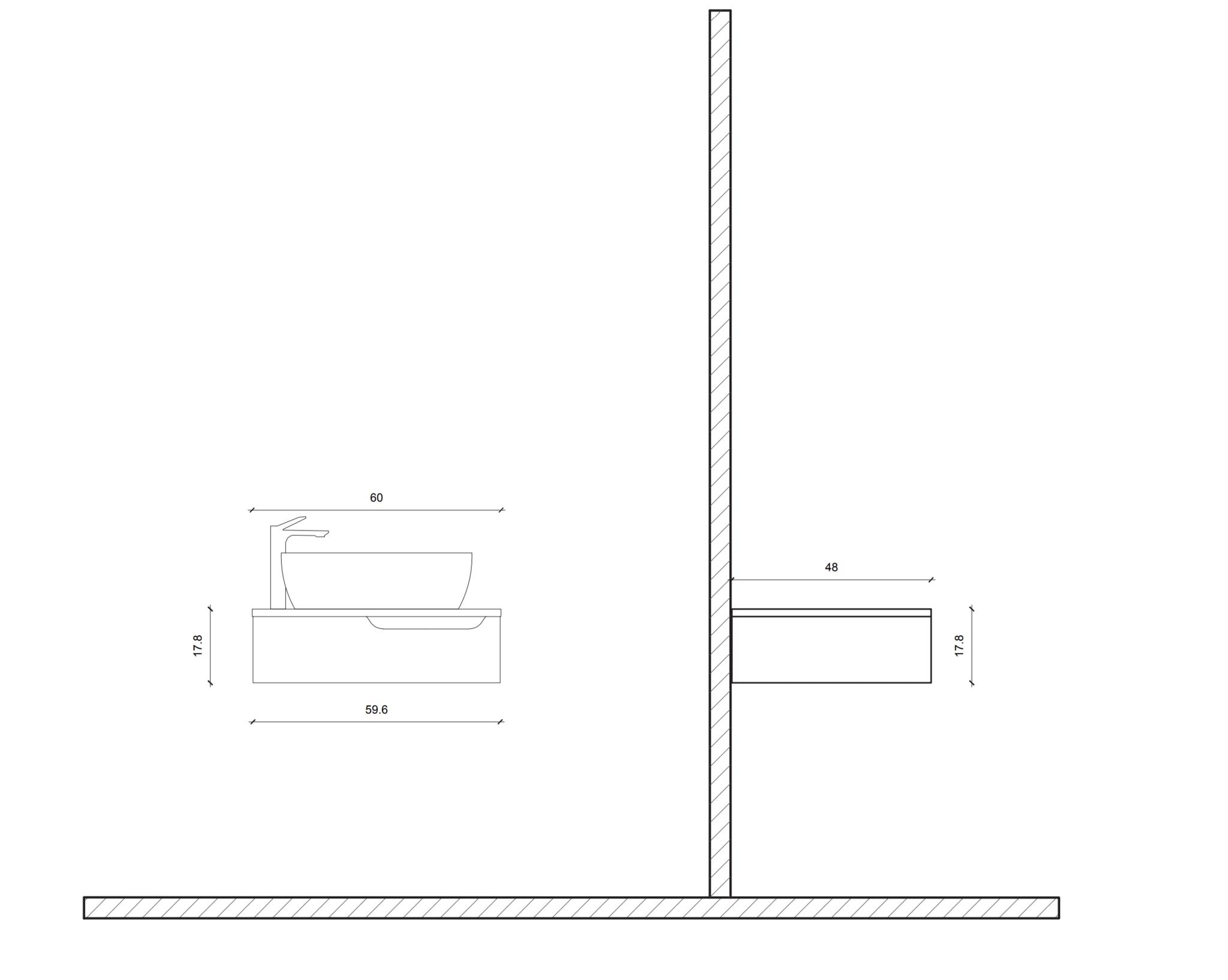 Creavit Aloni Felix Meuble sous-plan avec porte serviette 60cm