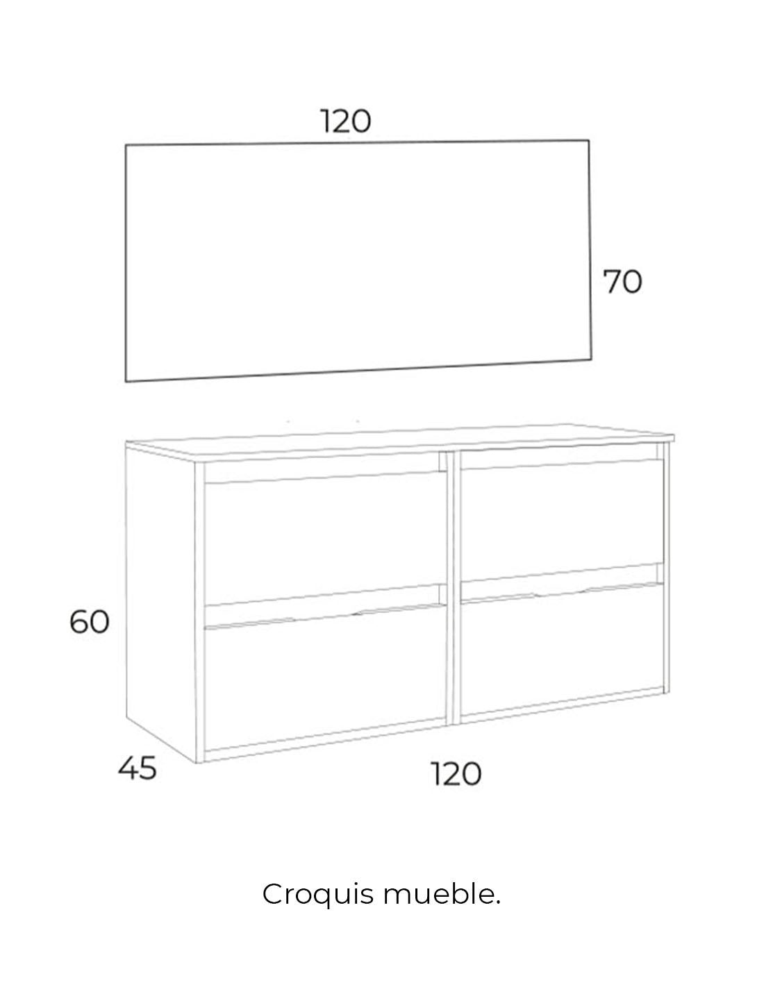 Meuble de salle de bain avec double vasque 4 tiroirs