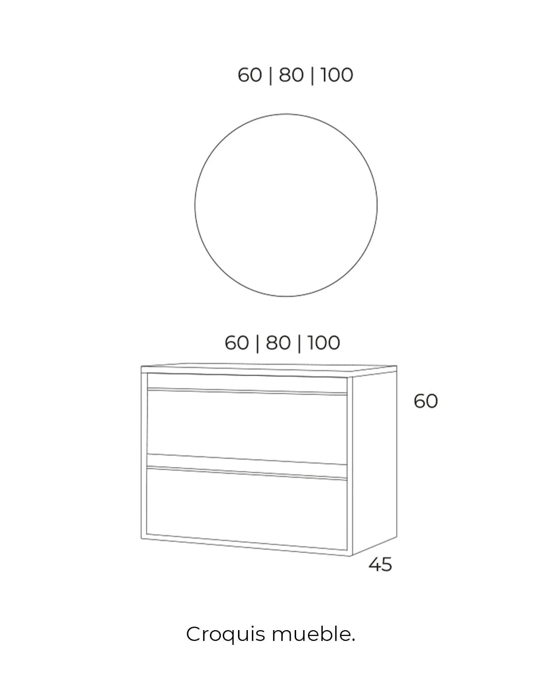 Copy of Meuble de salle de bain avec lavabo - ELEMA 2 tiroirs 100CM