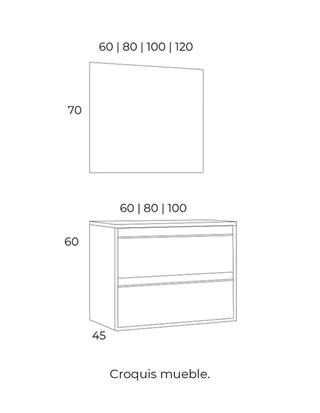 Copy of Meuble de salle de bain avec lavabo - ELEMA 2 tiroirs 100CM