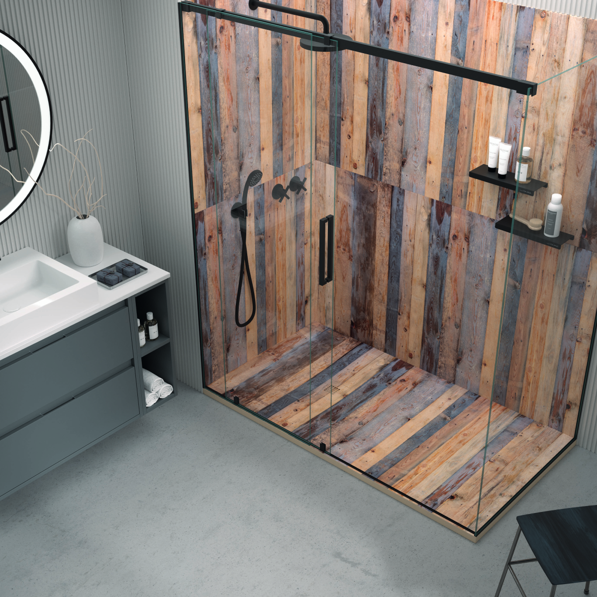 Receveur de douche extra plat Recyclage du Bois conception 3D