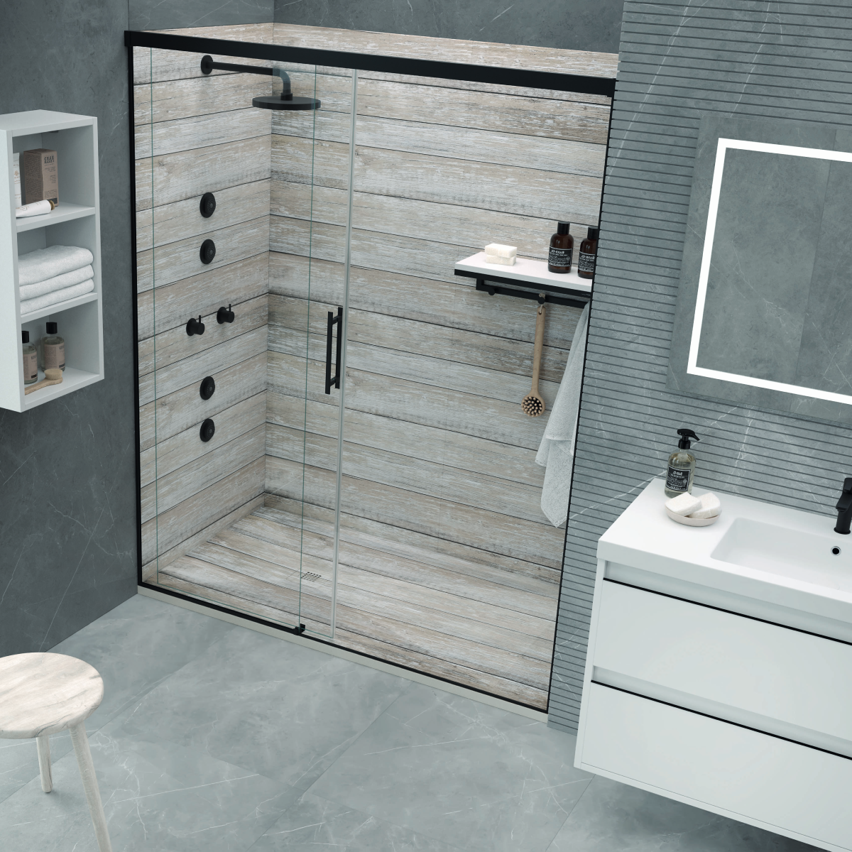 Receveur de douche extra plat Raie Blanche conception 3D