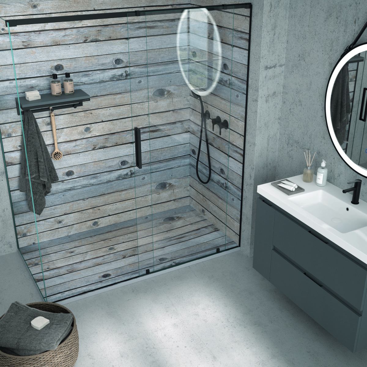 Receveur de douche extra plat Gris Rustique conception 3D