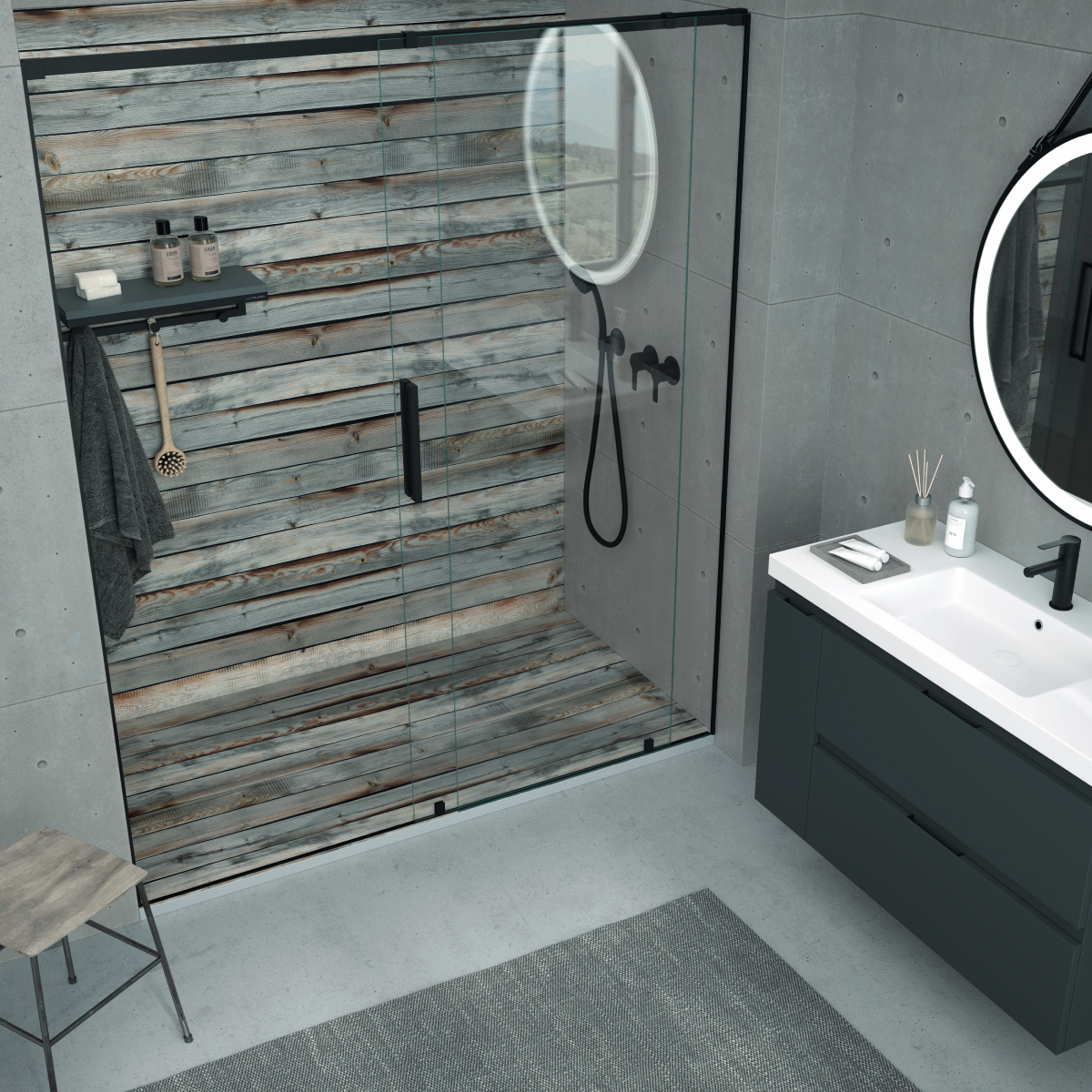 Receveur de douche extra plat Rustique conception 3D