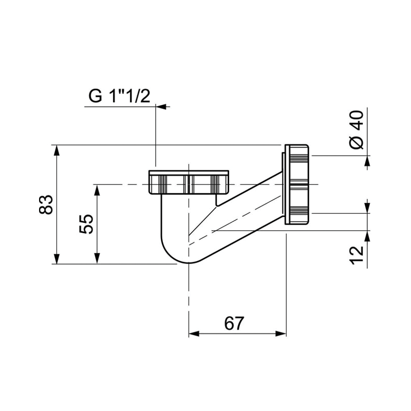 Siphon baignoire en "v"