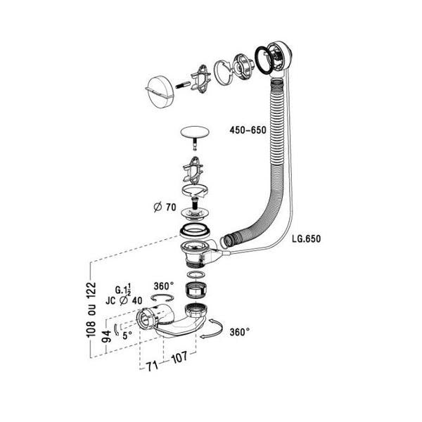 Vidage NICOLL avec siphon extra-plat inclus